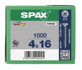 CABEZA MÚLTIPLE PLANA SPAX RANURA EN CRUZ Z2 ROSCA COMPLETA WIROX 1000 UD.