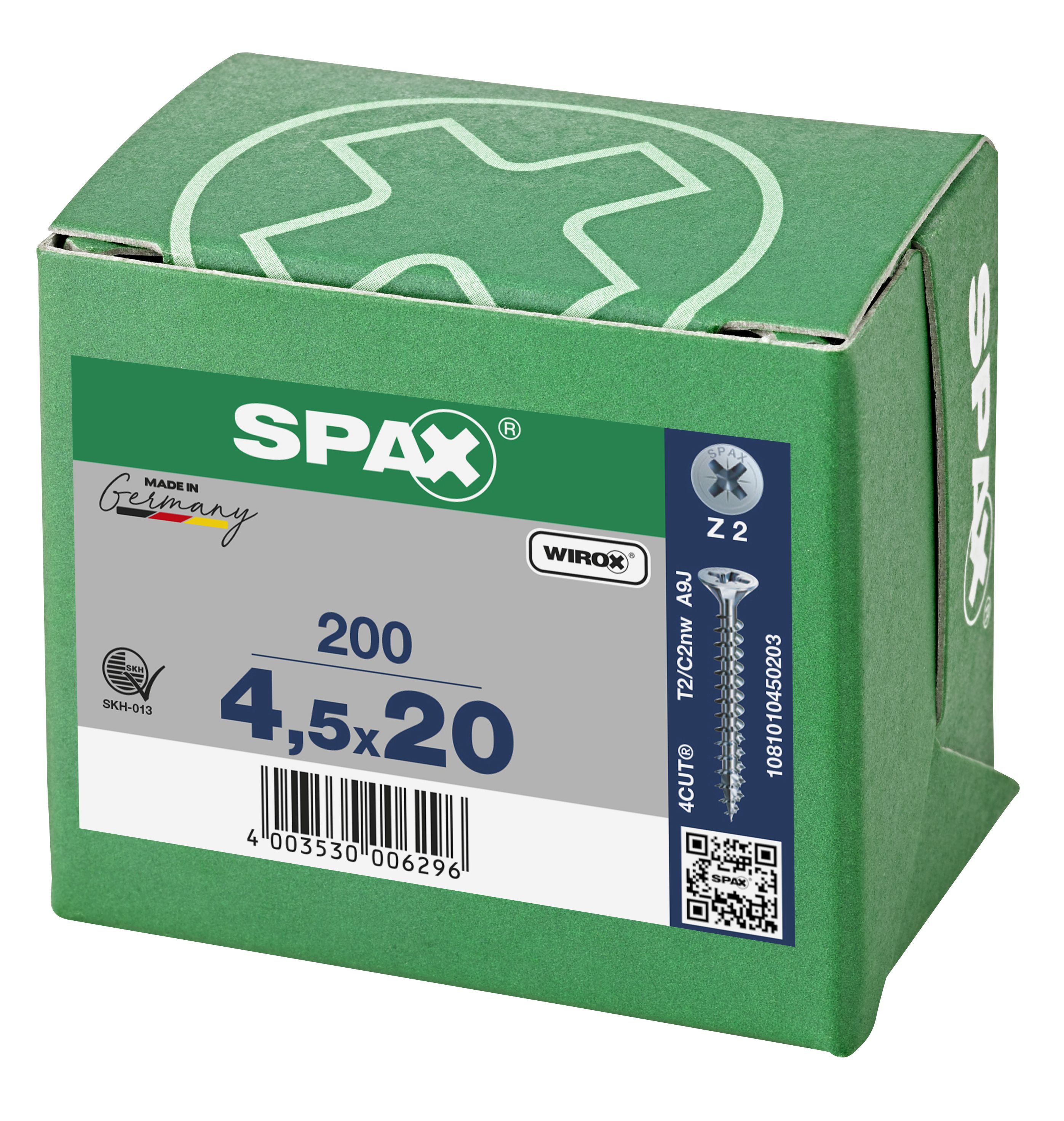 CABEZA MÚLTIPLE PLANA SPAX RANURA EN CRUZ Z2 ROSCA COMPLETA WIROX 200 UD.