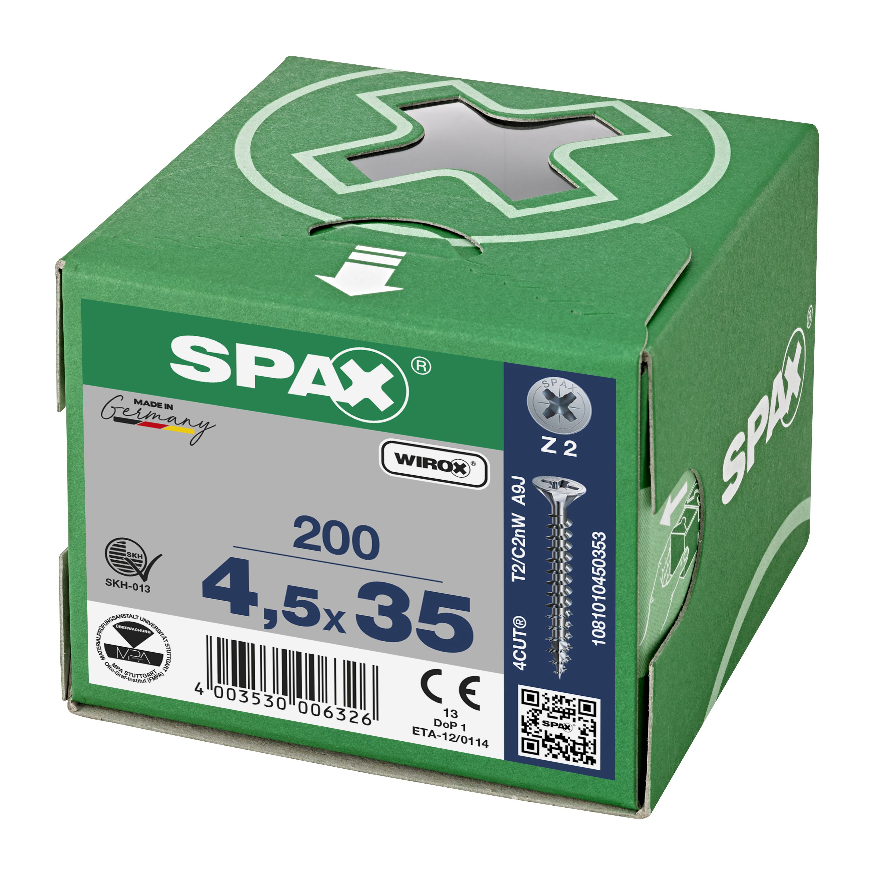 CABEZA MÚLTIPLE PLANA SPAX RANURA EN CRUZ Z2 ROSCA COMPLETA WIROX 200 UD.