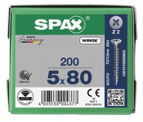 CABEZA MÚLTIPLE PLANA SPAX RANURA EN CRUZ Z2 ROSCA COMPLETA WIROX 200 UD.