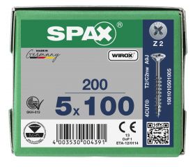 CABEZA MÚLTIPLE PLANA SPAX RANURA EN CRUZ Z2 ROSCA PARCIAL WIROX 200 UD.