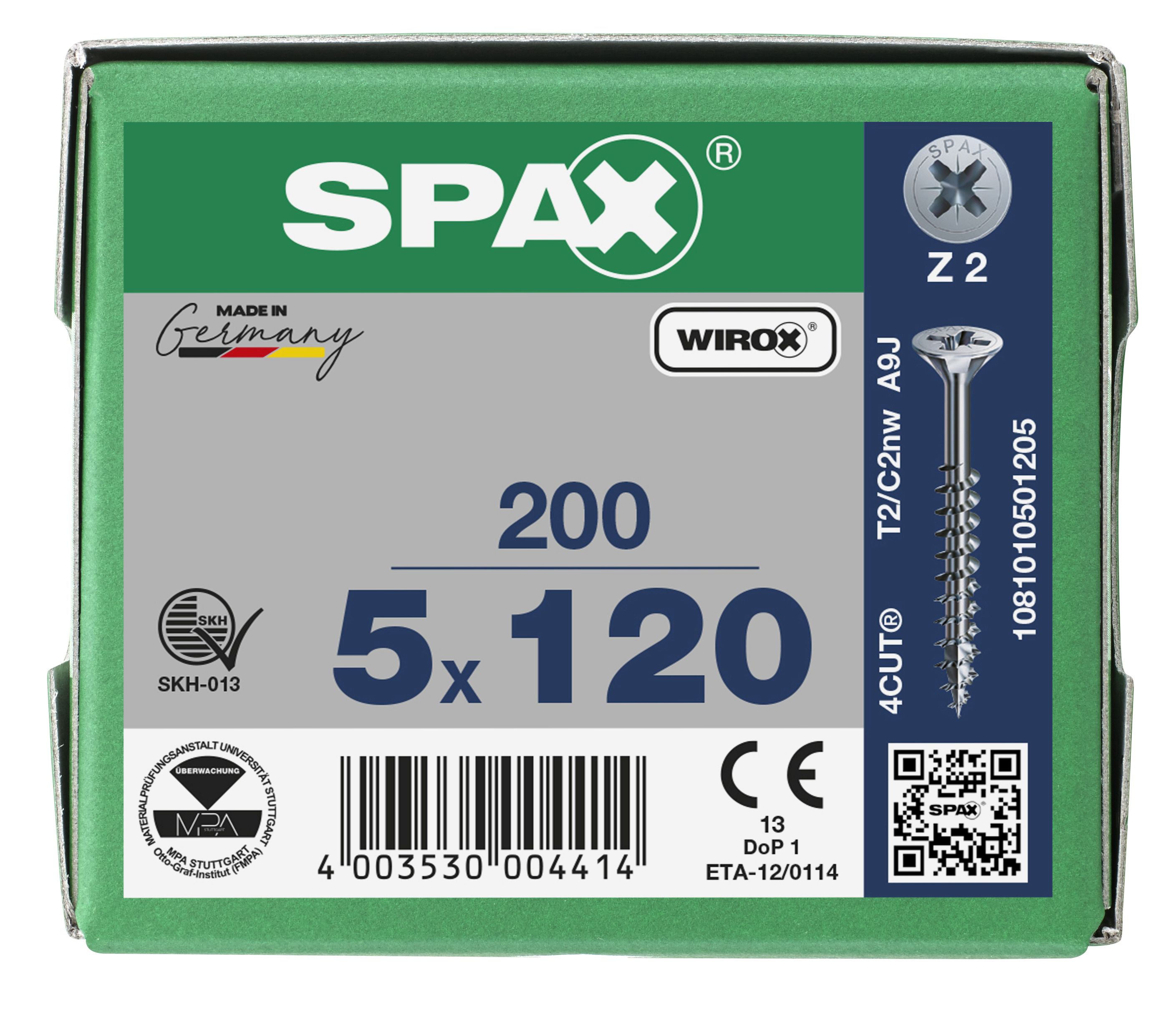 CABEZA MÚLTIPLE PLANA SPAX RANURA EN CRUZ Z2 ROSCA PARCIAL WIROX 200 UD.