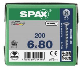 CABEZA MÚLTIPLE PLANA SPAX RANURA EN CRUZ Z3 ROSCA COMPLETA WIROX 200 UD.