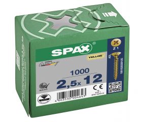 CABEZA PLANA SPAX-S NERVIOS DE FRENADO RANURA EN CRUZ Z1 ROSCA COMPLETA YELLOX 1000 UD.