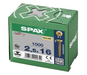 CABEZA PLANA SPAX-S NERVIOS DE FRENADO RANURA EN CRUZ Z1 ROSCA COMPLETA YELLOX 1000 UD.