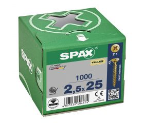 CABEZA PLANA SPAX-S NERVIOS DE FRENADO RANURA EN CRUZ Z1 ROSCA COMPLETA YELLOX 1000 UD.