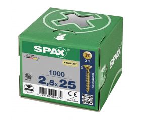 CABEZA PLANA SPAX-S NERVIOS DE FRENADO RANURA EN CRUZ Z1 ROSCA COMPLETA YELLOX 1000 UD.