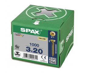 CABEZA PLANA SPAX-S NERVIOS DE FRENADO RANURA EN CRUZ Z1 ROSCA COMPLETA YELLOX 1000 UD.