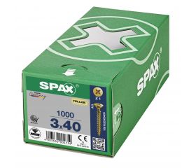 CABEZA PLANA SPAX-S NERVIOS DE FRENADO RANURA EN CRUZ Z1 ROSCA COMPLETA YELLOX 1000 UD.