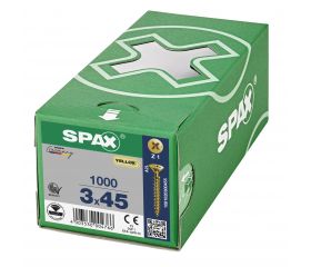 CABEZA PLANA SPAX-S NERVIOS DE FRENADO RANURA EN CRUZ Z1 ROSCA COMPLETA YELLOX 1000 UD.