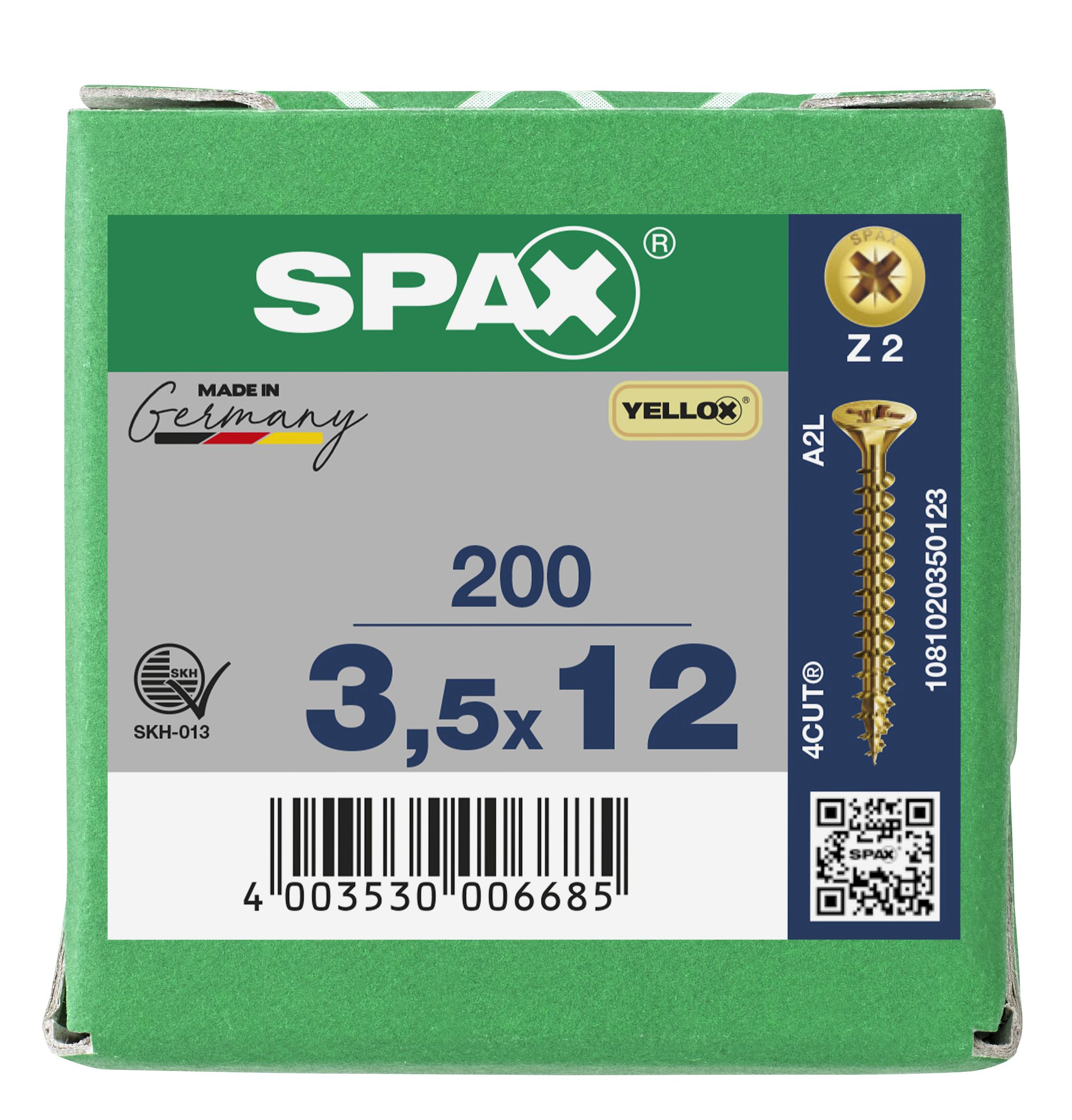 CABEZA MÚLTIPLE PLANA SPAX RANURA EN CRUZ Z2 ROSCA COMPLETA YELLOX 200 UD.