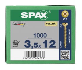 CABEZA MÚLTIPLE PLANA SPAX RANURA EN CRUZ Z2 ROSCA COMPLETA YELLOX 1000 UD.