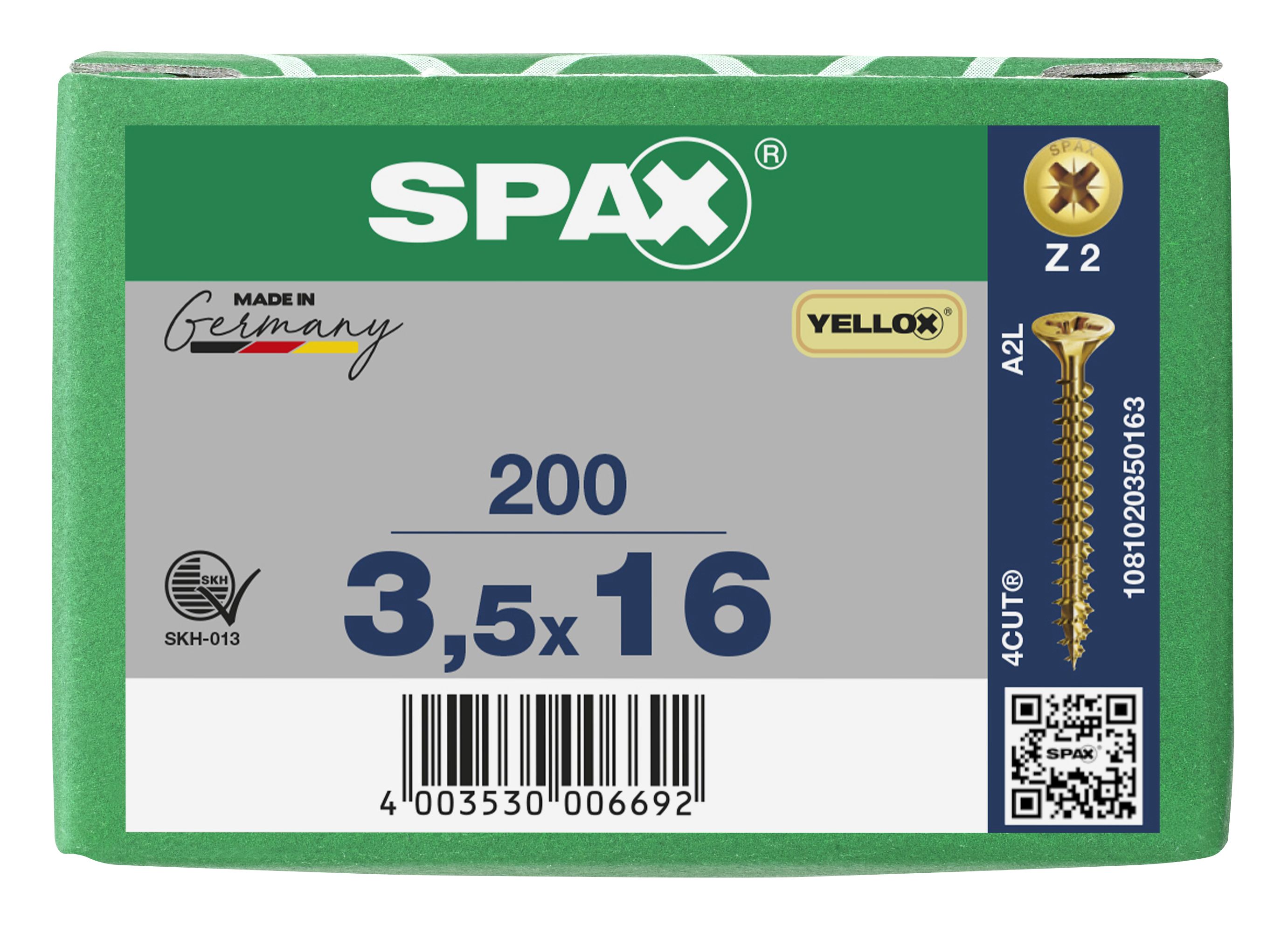 CABEZA MÚLTIPLE PLANA SPAX RANURA EN CRUZ Z2 ROSCA COMPLETA YELLOX 200 UD.