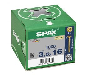 CABEZA MÚLTIPLE PLANA SPAX RANURA EN CRUZ Z2 ROSCA COMPLETA YELLOX 1000 UD.