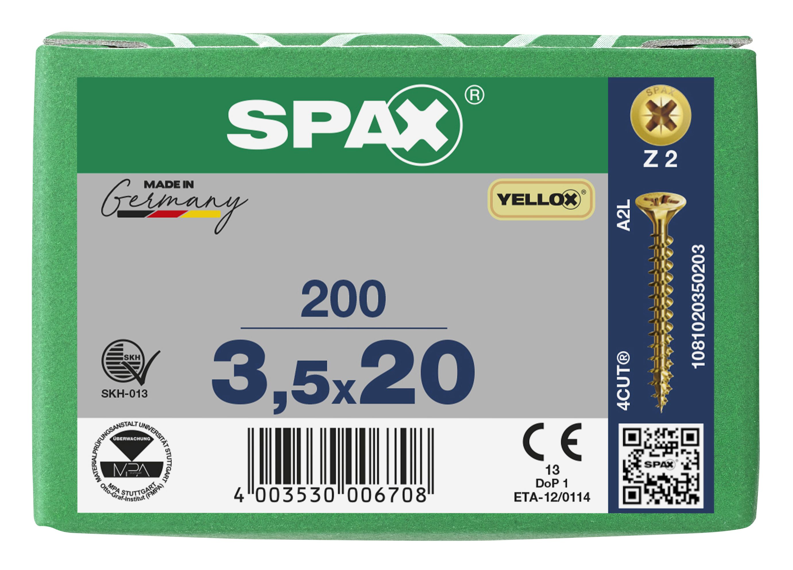 CABEZA MÚLTIPLE PLANA SPAX RANURA EN CRUZ Z2 ROSCA COMPLETA YELLOX 200 UD.