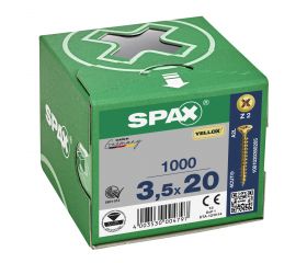 CABEZA MÚLTIPLE PLANA SPAX RANURA EN CRUZ Z2 ROSCA COMPLETA YELLOX 1000 UD.