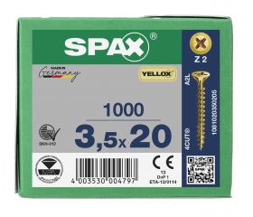 CABEZA MÚLTIPLE PLANA SPAX RANURA EN CRUZ Z2 ROSCA COMPLETA YELLOX 1000 UD.