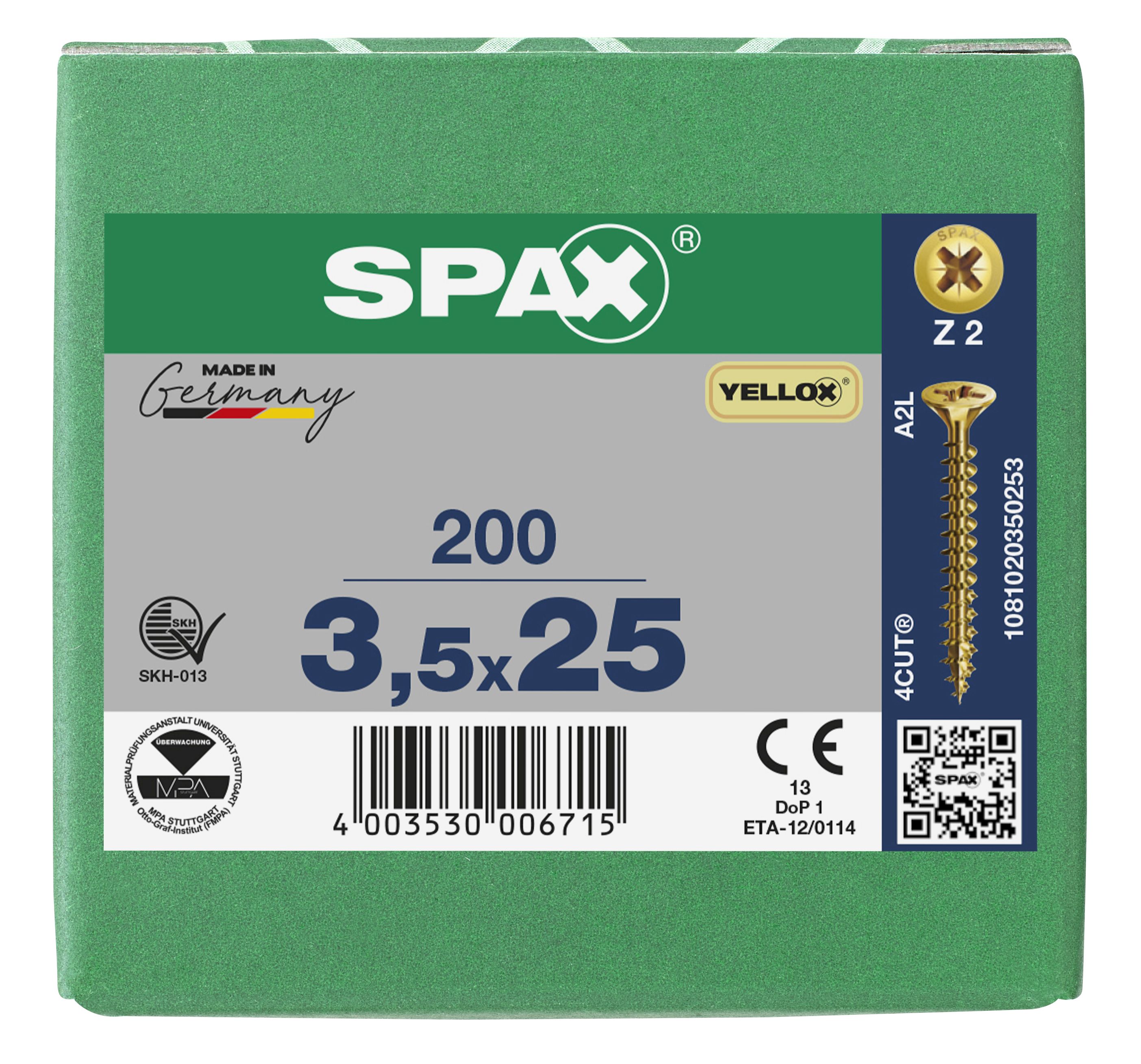 CABEZA MÚLTIPLE PLANA SPAX RANURA EN CRUZ Z2 ROSCA COMPLETA YELLOX 200 UD.