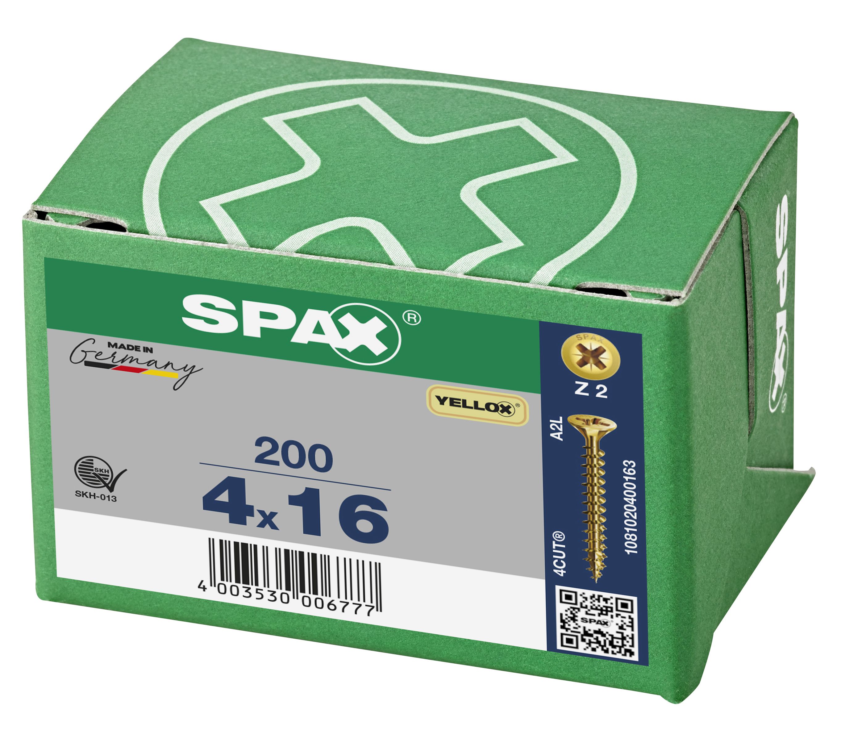 CABEZA MÚLTIPLE PLANA SPAX RANURA EN CRUZ Z2 ROSCA COMPLETA YELLOX 200 UD.