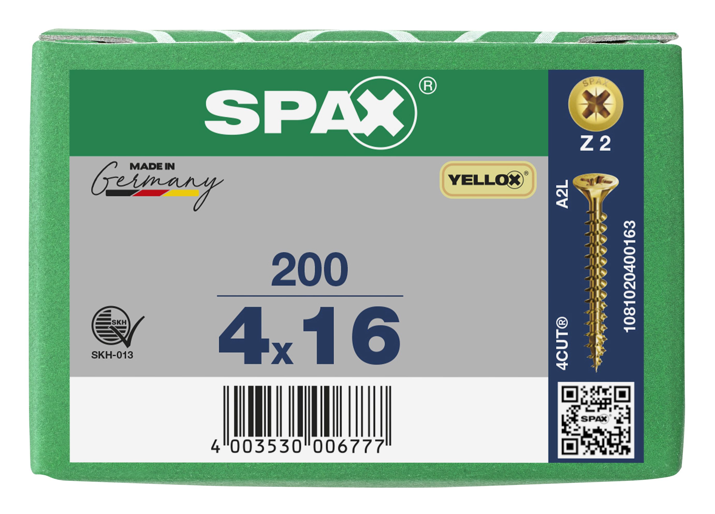 CABEZA MÚLTIPLE PLANA SPAX RANURA EN CRUZ Z2 ROSCA COMPLETA YELLOX 200 UD.