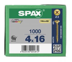 CABEZA MÚLTIPLE PLANA SPAX RANURA EN CRUZ Z2 ROSCA COMPLETA YELLOX 1000 UD.