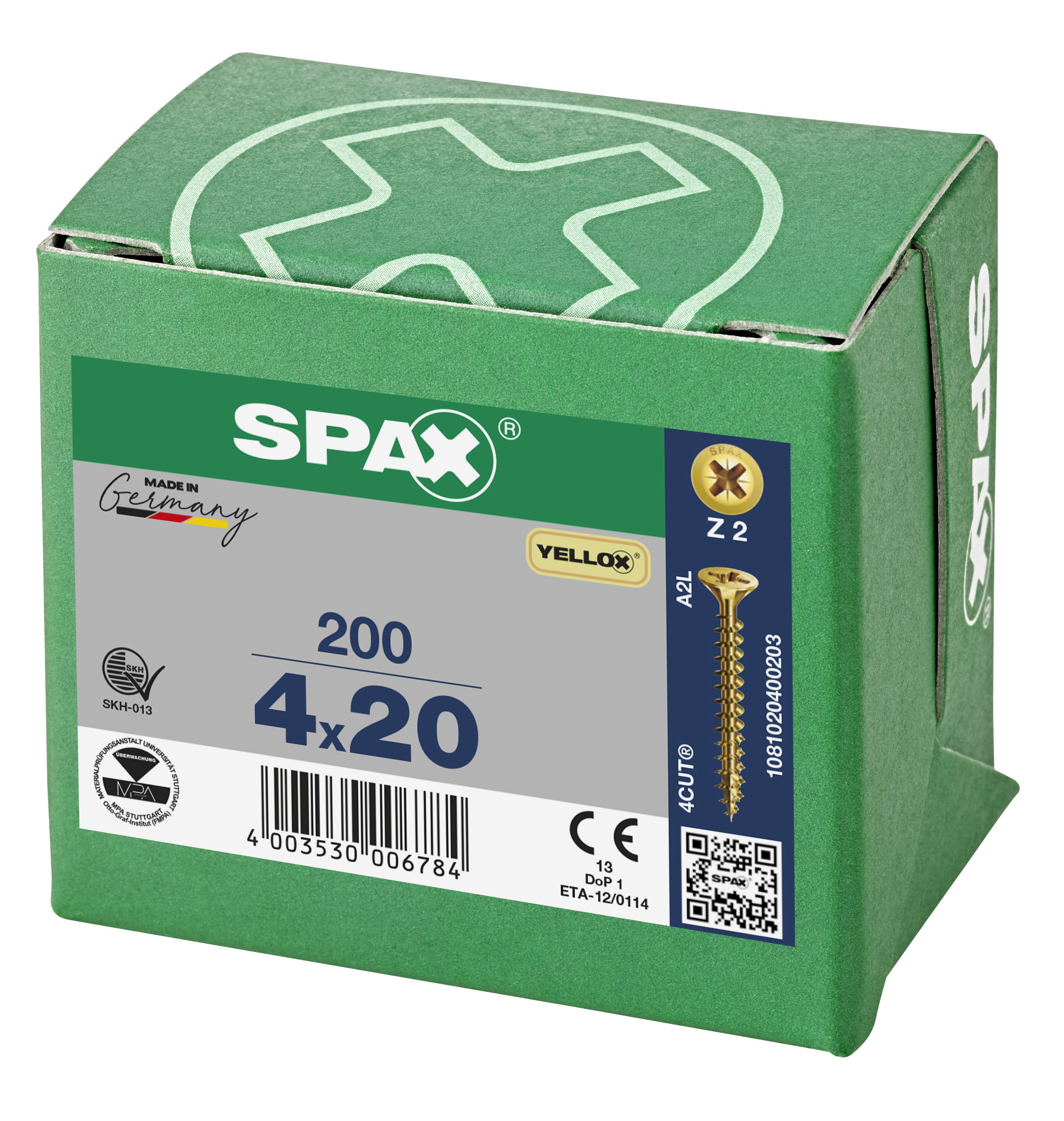 CABEZA MÚLTIPLE PLANA SPAX RANURA EN CRUZ Z2 ROSCA COMPLETA YELLOX 200 UD.