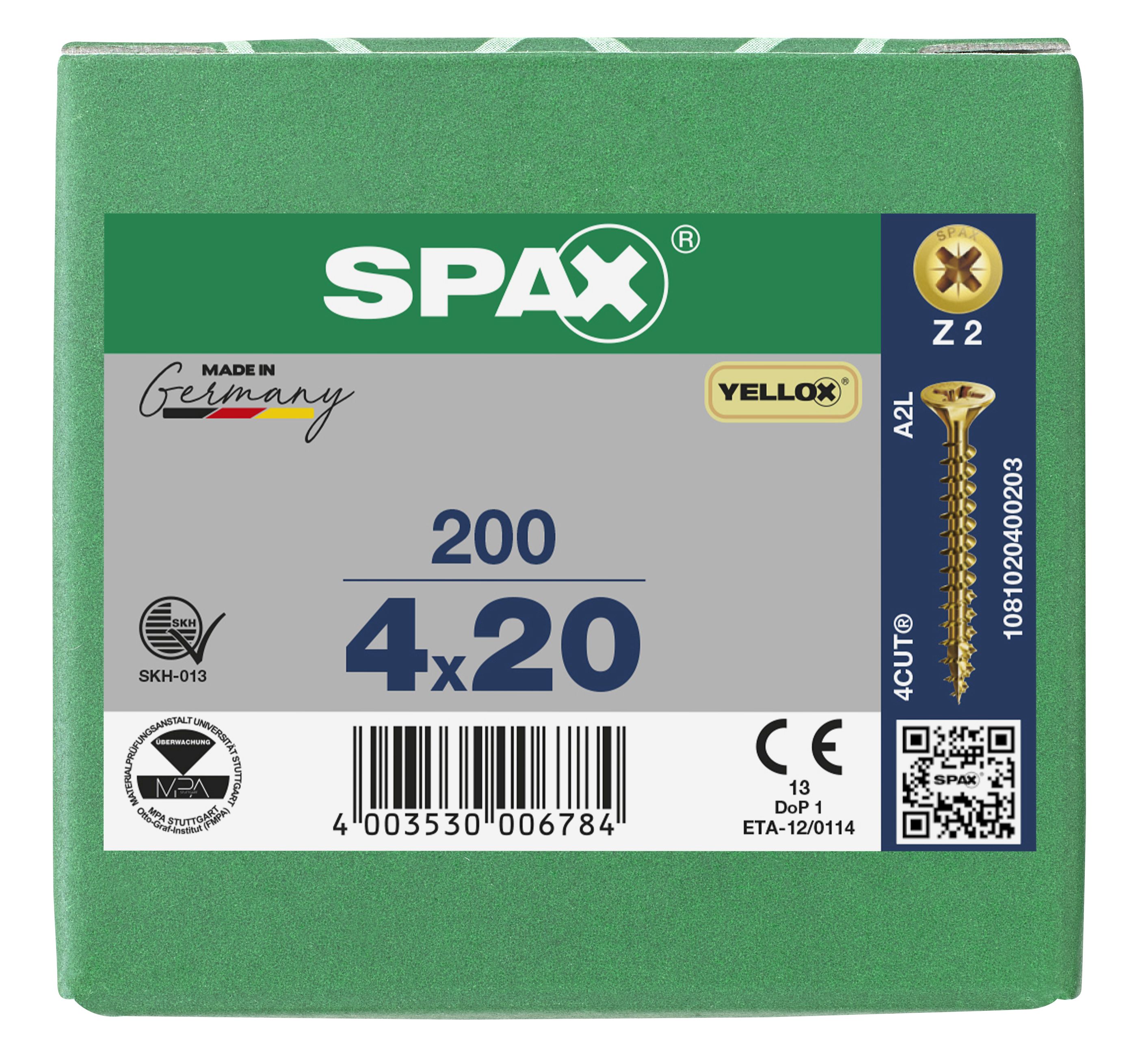 CABEZA MÚLTIPLE PLANA SPAX RANURA EN CRUZ Z2 ROSCA COMPLETA YELLOX 200 UD.