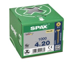 CABEZA MÚLTIPLE PLANA SPAX RANURA EN CRUZ Z2 ROSCA COMPLETA YELLOX 1000 UD.