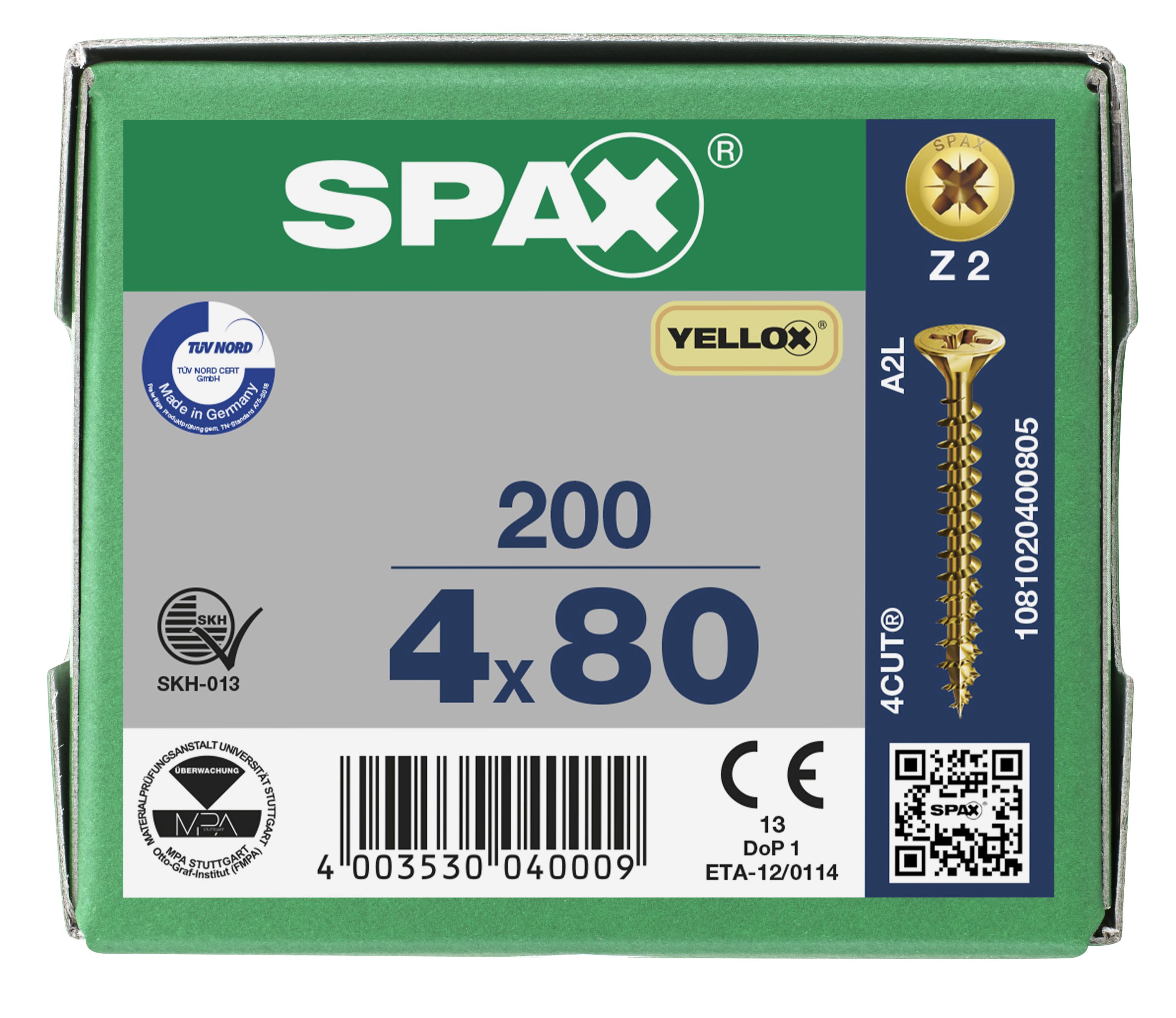 CABEZA MÚLTIPLE PLANA SPAX RANURA EN CRUZ Z2 ROSCA COMPLETA YELLOX 200 UD.