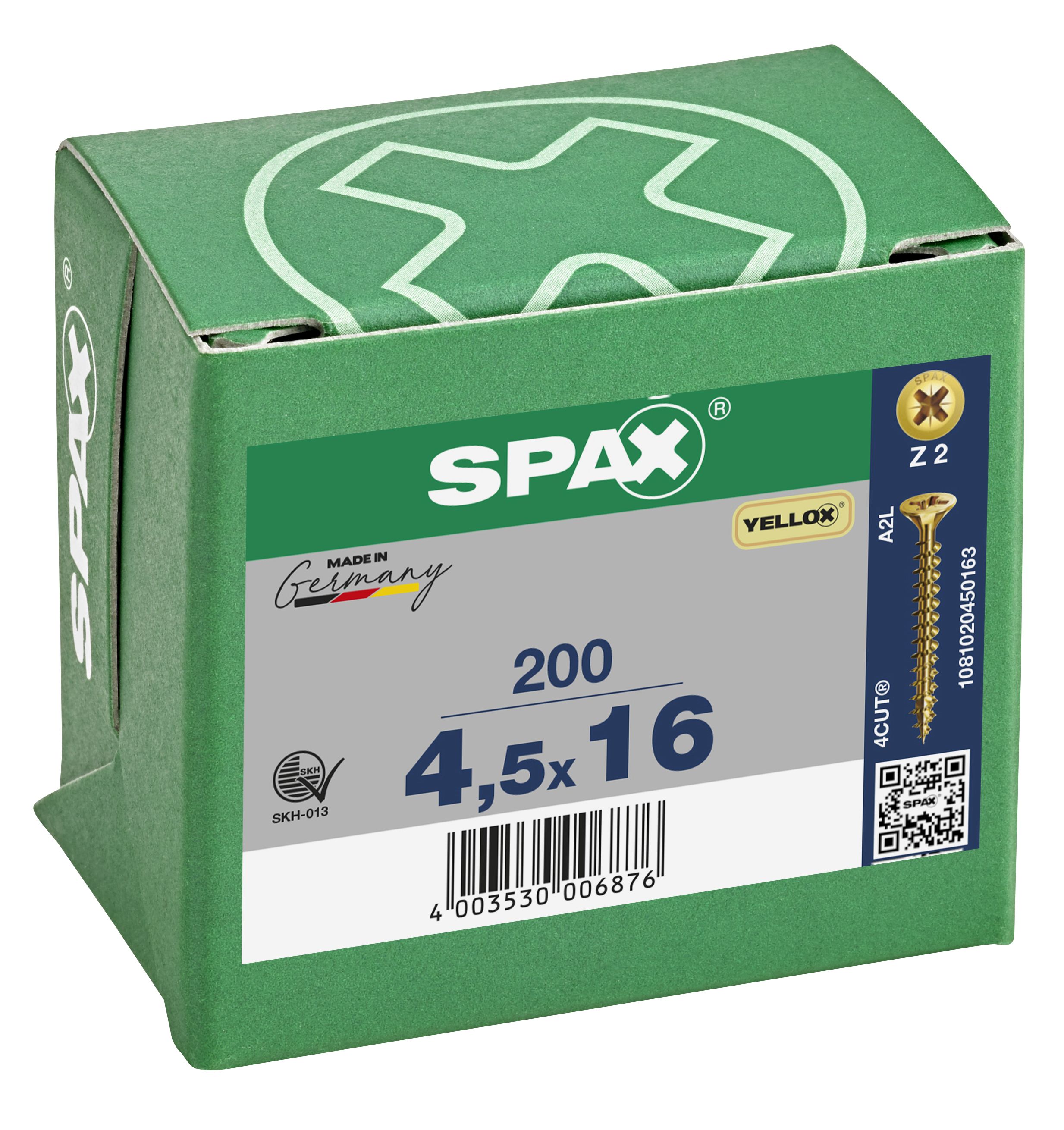 CABEZA MÚLTIPLE PLANA SPAX RANURA EN CRUZ Z2 ROSCA COMPLETA YELLOX 200 UD.