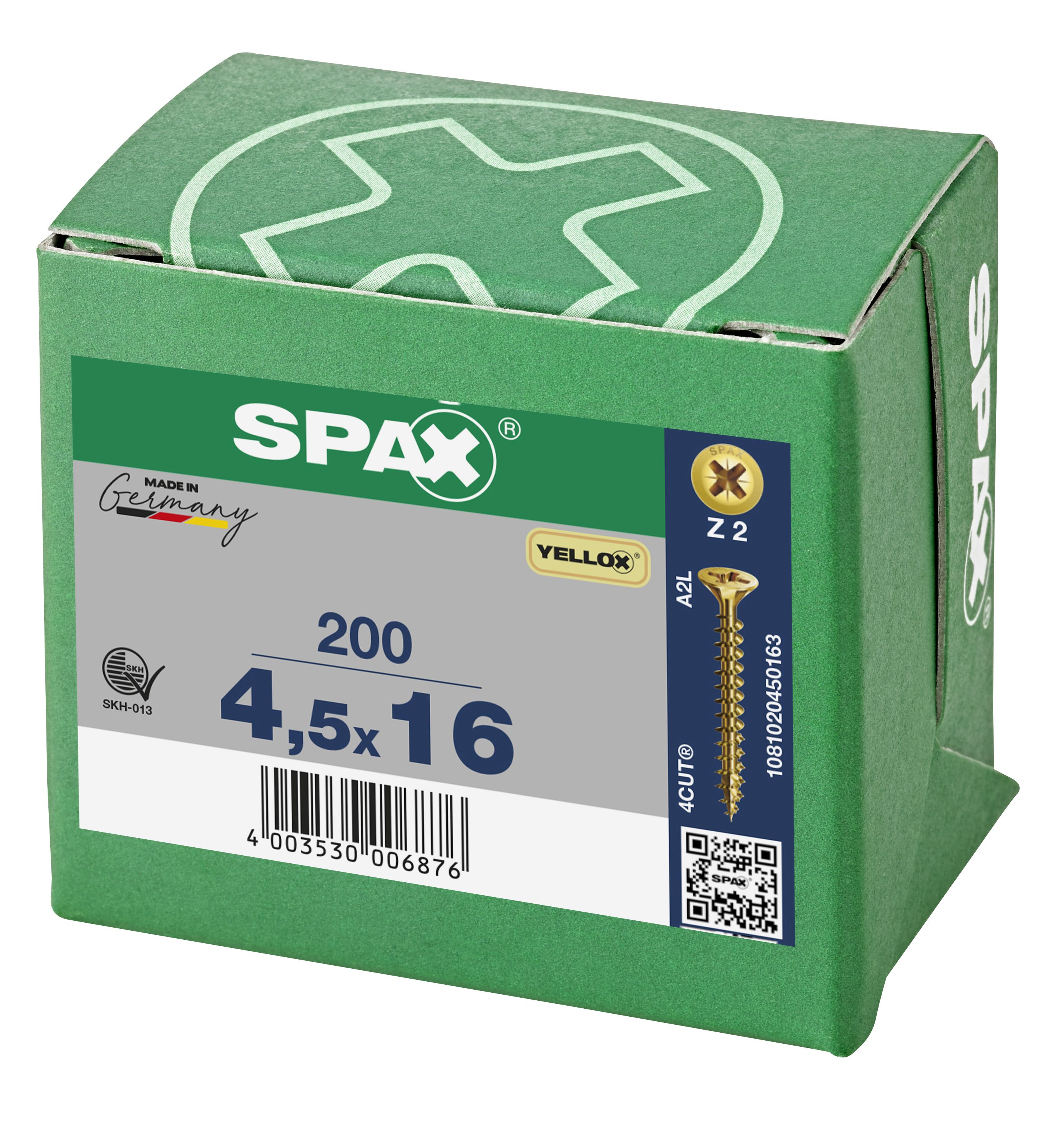 CABEZA MÚLTIPLE PLANA SPAX RANURA EN CRUZ Z2 ROSCA COMPLETA YELLOX 200 UD.