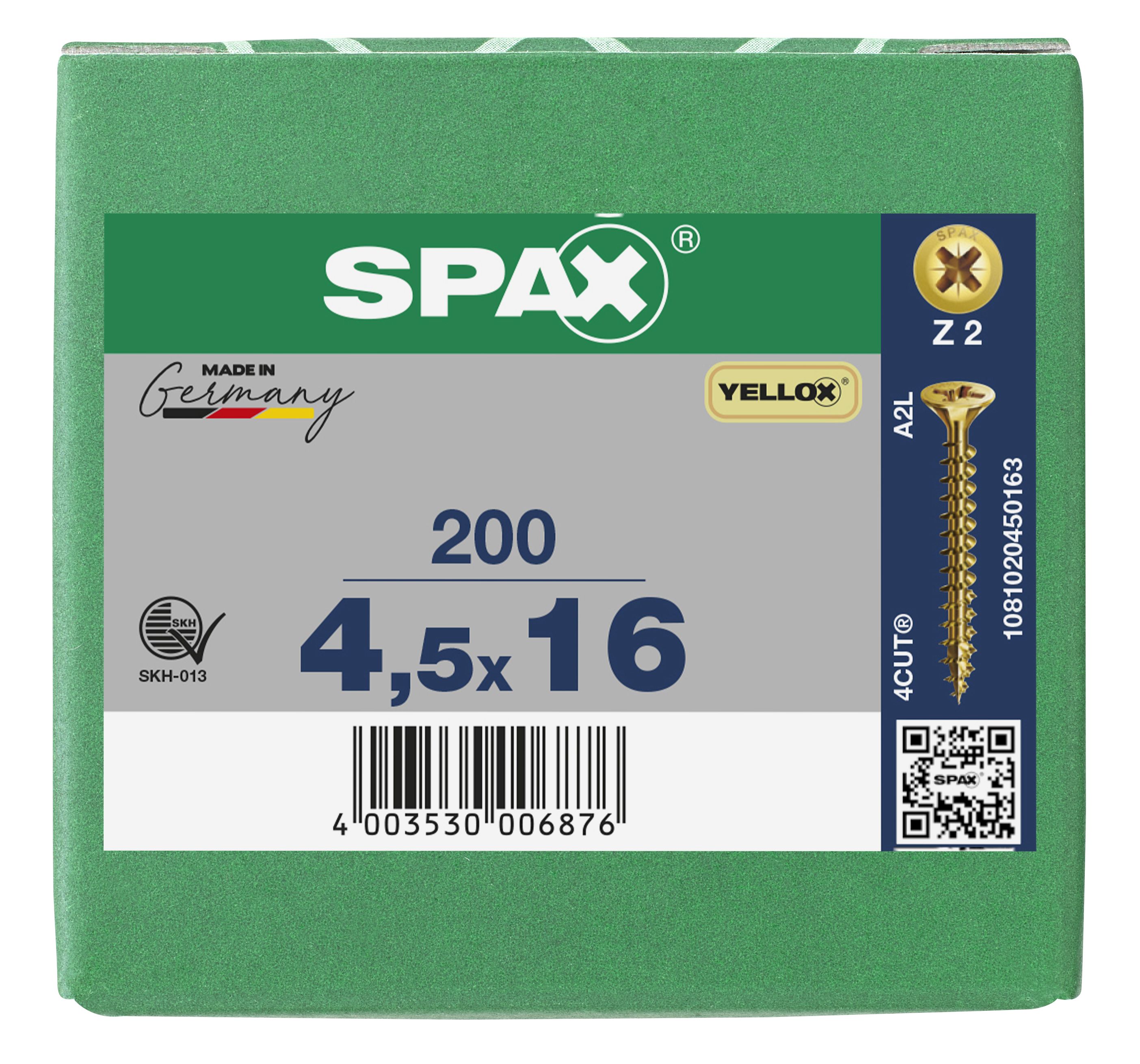 CABEZA MÚLTIPLE PLANA SPAX RANURA EN CRUZ Z2 ROSCA COMPLETA YELLOX 200 UD.