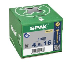 CABEZA MÚLTIPLE PLANA SPAX RANURA EN CRUZ Z2 ROSCA COMPLETA YELLOX 1000 UD.
