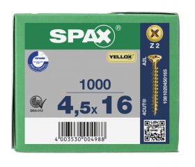 CABEZA MÚLTIPLE PLANA SPAX RANURA EN CRUZ Z2 ROSCA COMPLETA YELLOX 1000 UD.