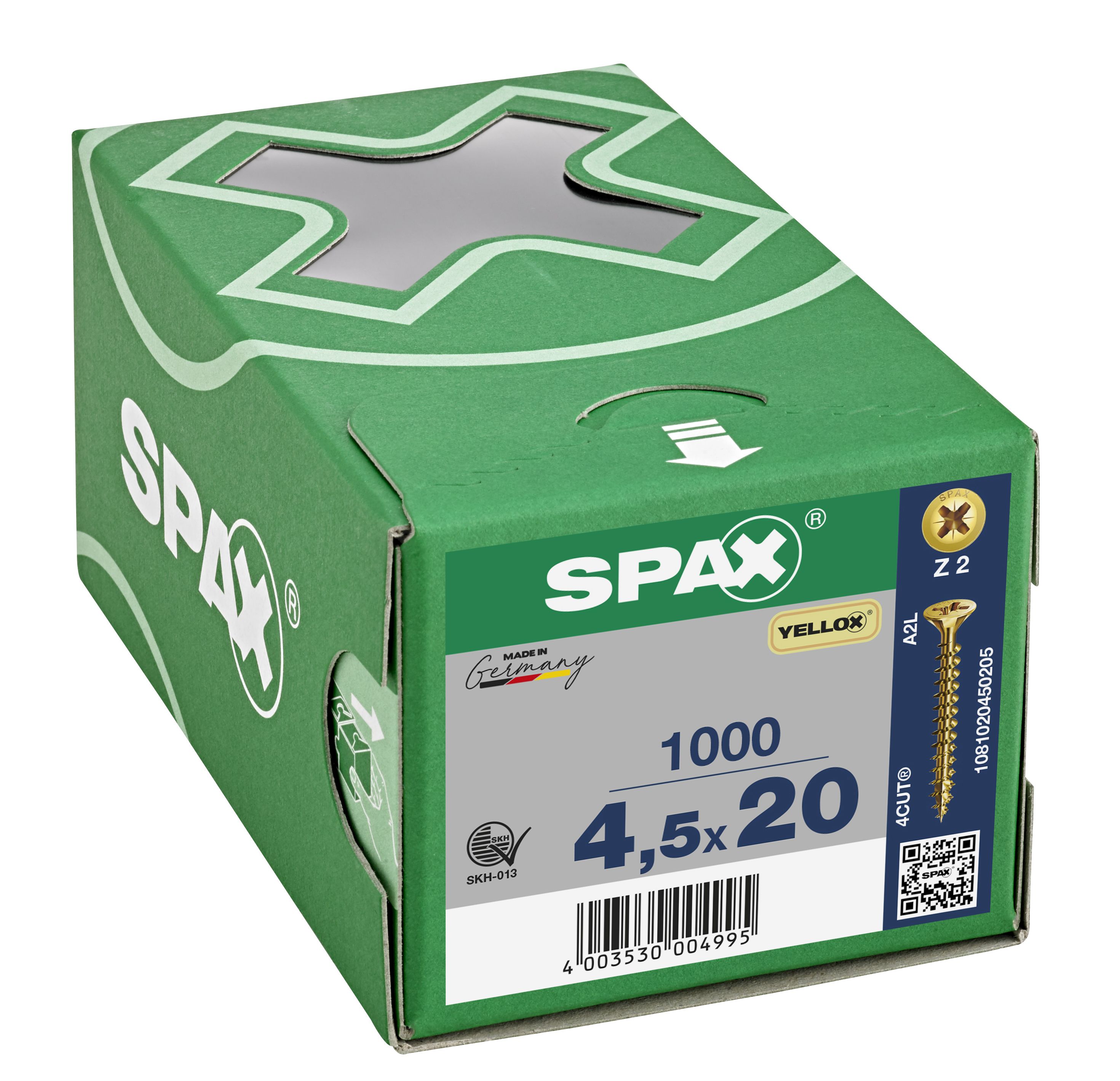 CABEZA MÚLTIPLE PLANA SPAX RANURA EN CRUZ Z2 ROSCA COMPLETA YELLOX 1000 UD.