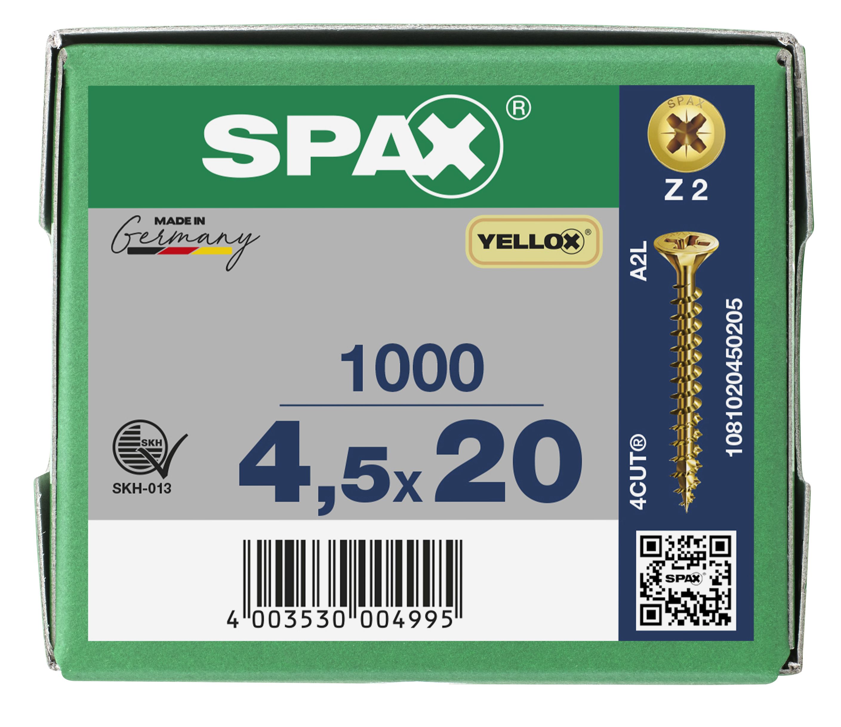 CABEZA MÚLTIPLE PLANA SPAX RANURA EN CRUZ Z2 ROSCA COMPLETA YELLOX 1000 UD.