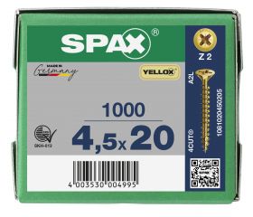 CABEZA MÚLTIPLE PLANA SPAX RANURA EN CRUZ Z2 ROSCA COMPLETA YELLOX 1000 UD.