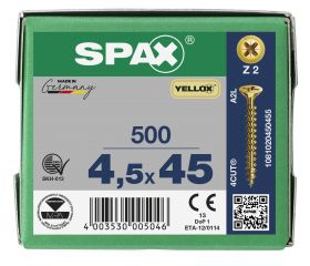 CABEZA MÚLTIPLE PLANA SPAX RANURA EN CRUZ Z2 ROSCA COMPLETA YELLOX 500 UD.