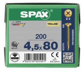 CABEZA MÚLTIPLE PLANA SPAX RANURA EN CRUZ Z2 ROSCA COMPLETA YELLOX 200 UD.