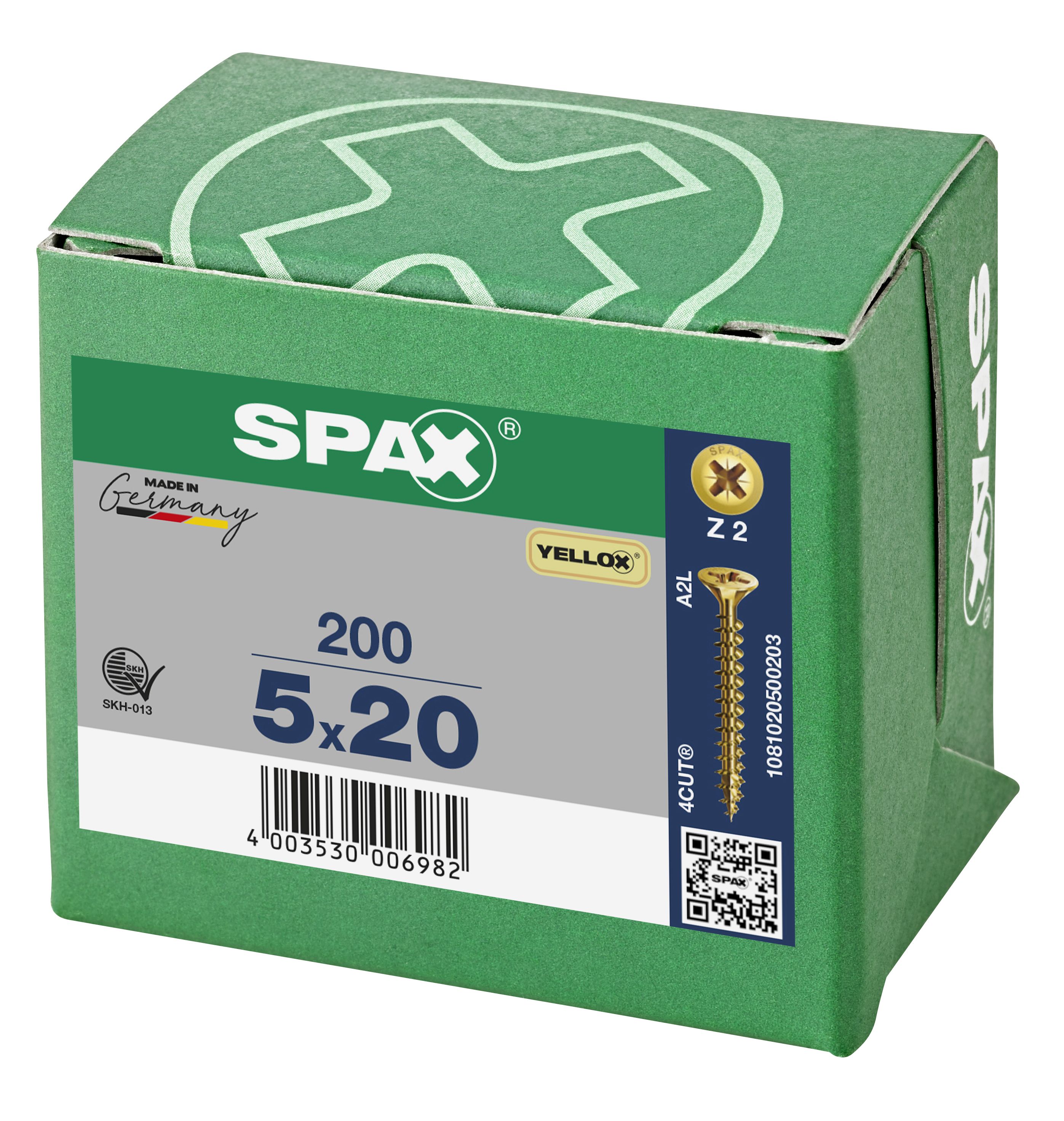 CABEZA MÚLTIPLE PLANA SPAX RANURA EN CRUZ Z2 ROSCA COMPLETA YELLOX 200 UD.