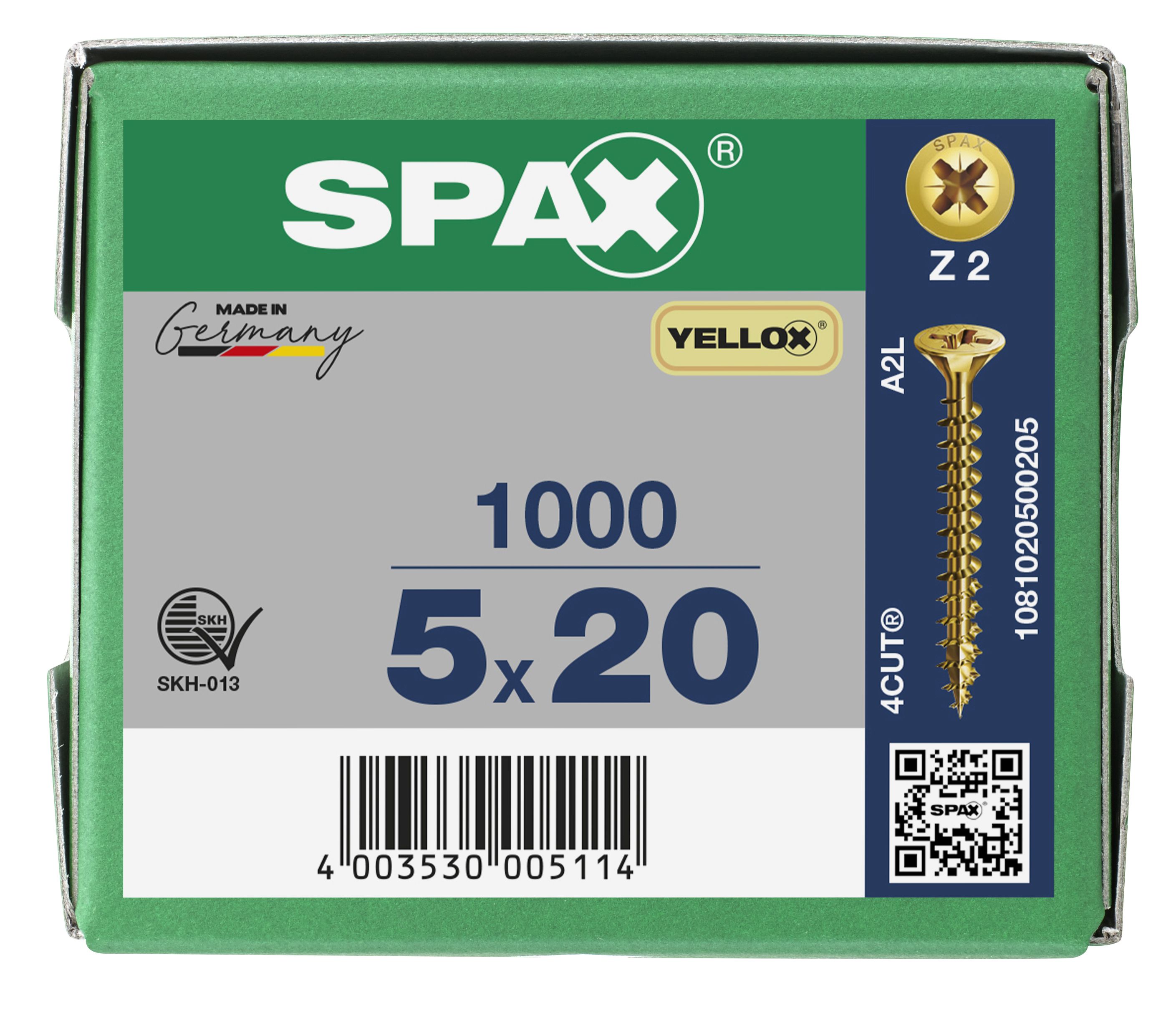 CABEZA MÚLTIPLE PLANA SPAX RANURA EN CRUZ Z2 ROSCA COMPLETA YELLOX 1000 UD.