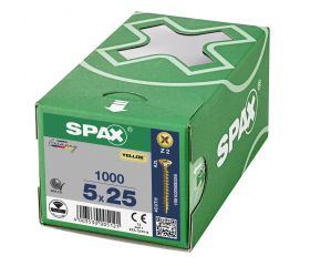 CABEZA MÚLTIPLE PLANA SPAX RANURA EN CRUZ Z2 ROSCA COMPLETA AMARILLO GALVANIZADO 1000 UD.