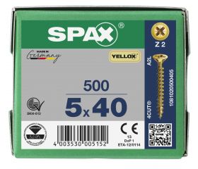 CABEZA MÚLTIPLE PLANA SPAX RANURA EN CRUZ Z2 ROSCA COMPLETA YELLOX 500 UD.