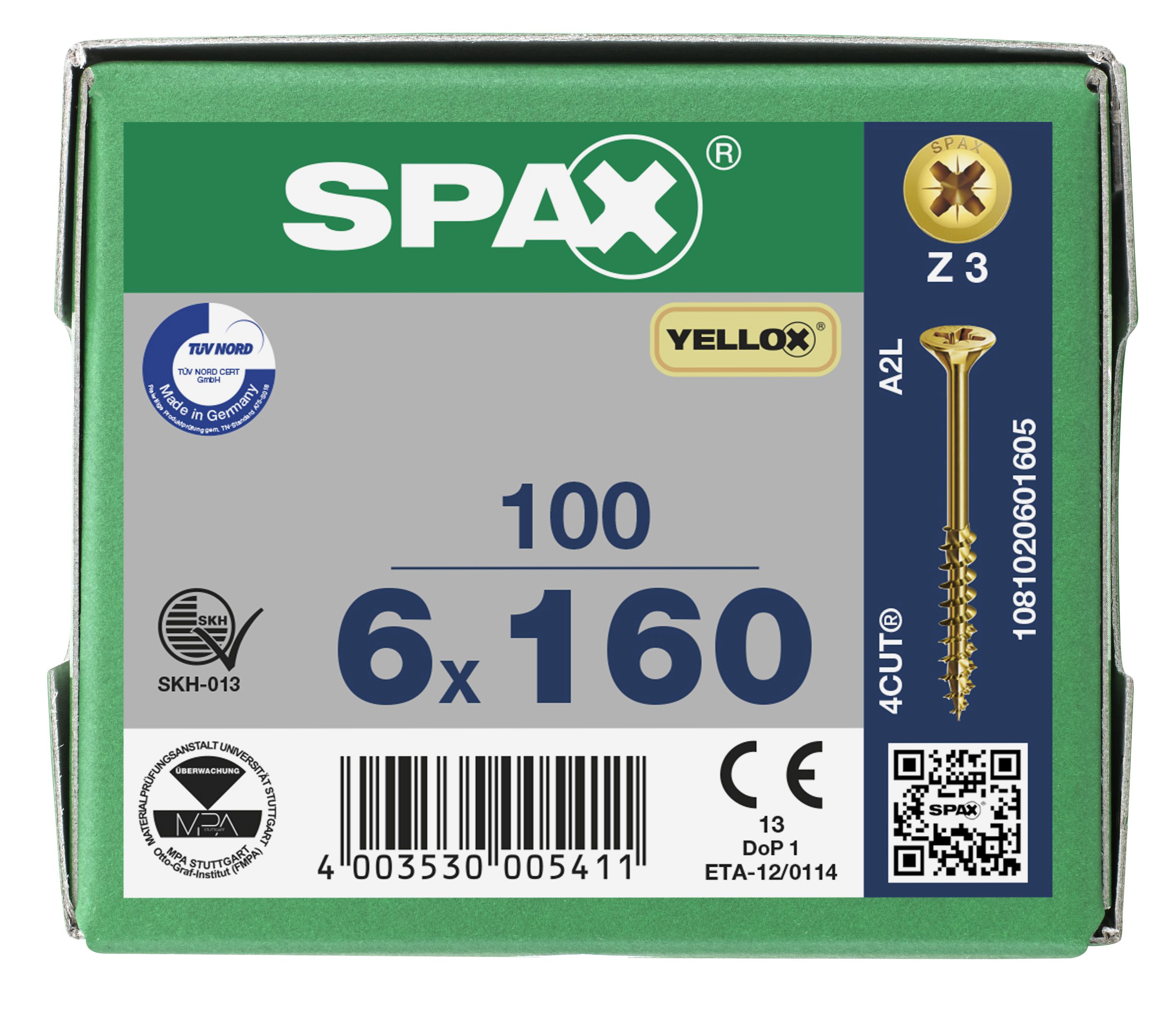CABEZA MÚLTIPLE PLANA SPAX RANURA EN CRUZ Z3 ROSCA PARCIAL YELLOX 100 UD.