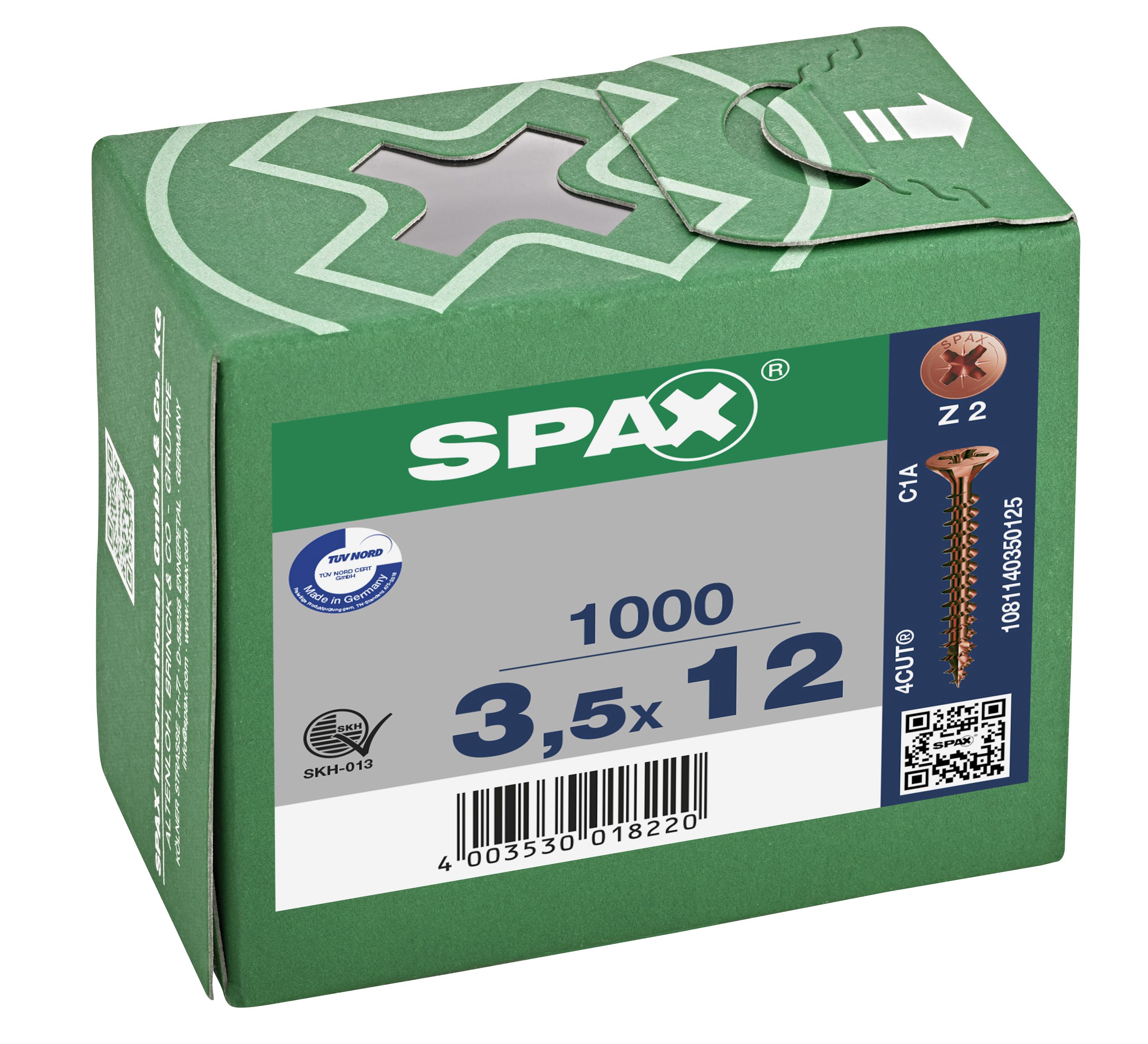 CABEZA MÚLTIPLE PLANA SPAX RANURA EN CRUZ Z2 ROSCA COMPLETA BRONCE 1000 UD.