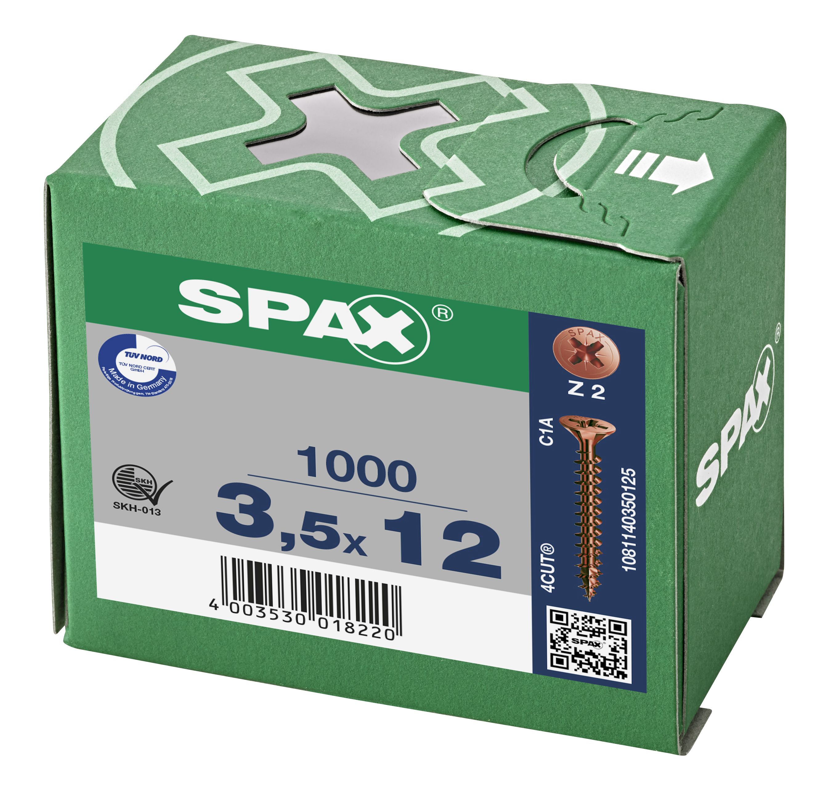 CABEZA MÚLTIPLE PLANA SPAX RANURA EN CRUZ Z2 ROSCA COMPLETA BRONCE 1000 UD.