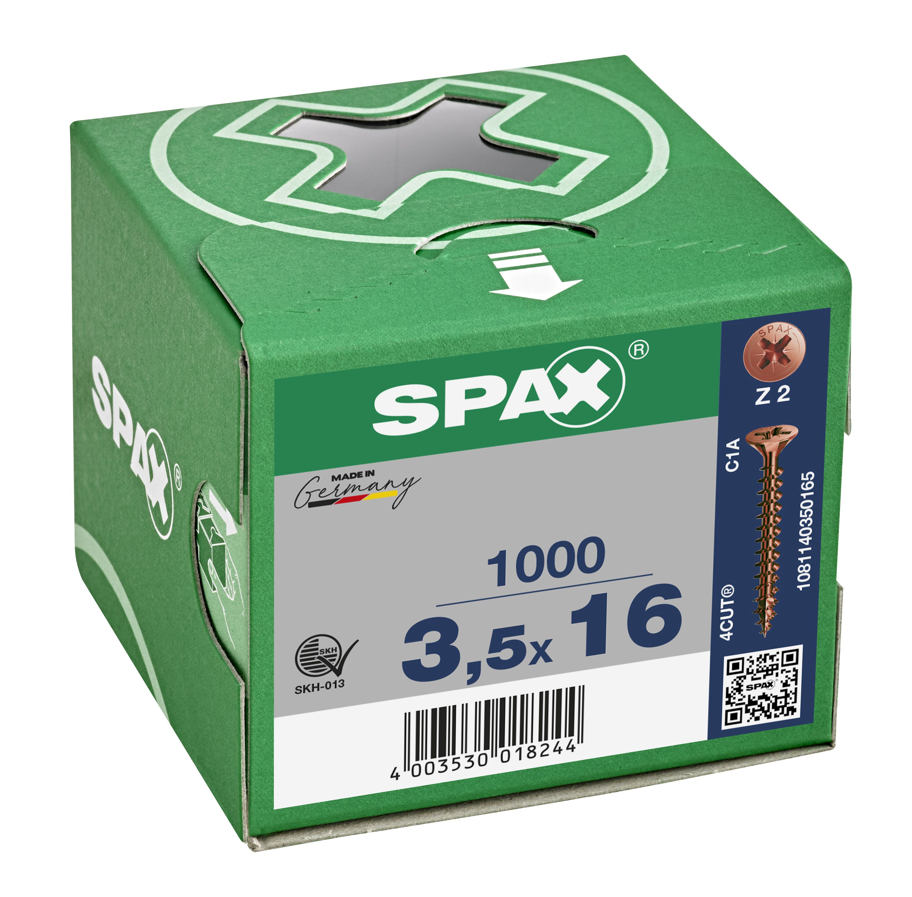 CABEZA MÚLTIPLE PLANA SPAX RANURA EN CRUZ Z2 ROSCA COMPLETA BRONCE 1000 UD.