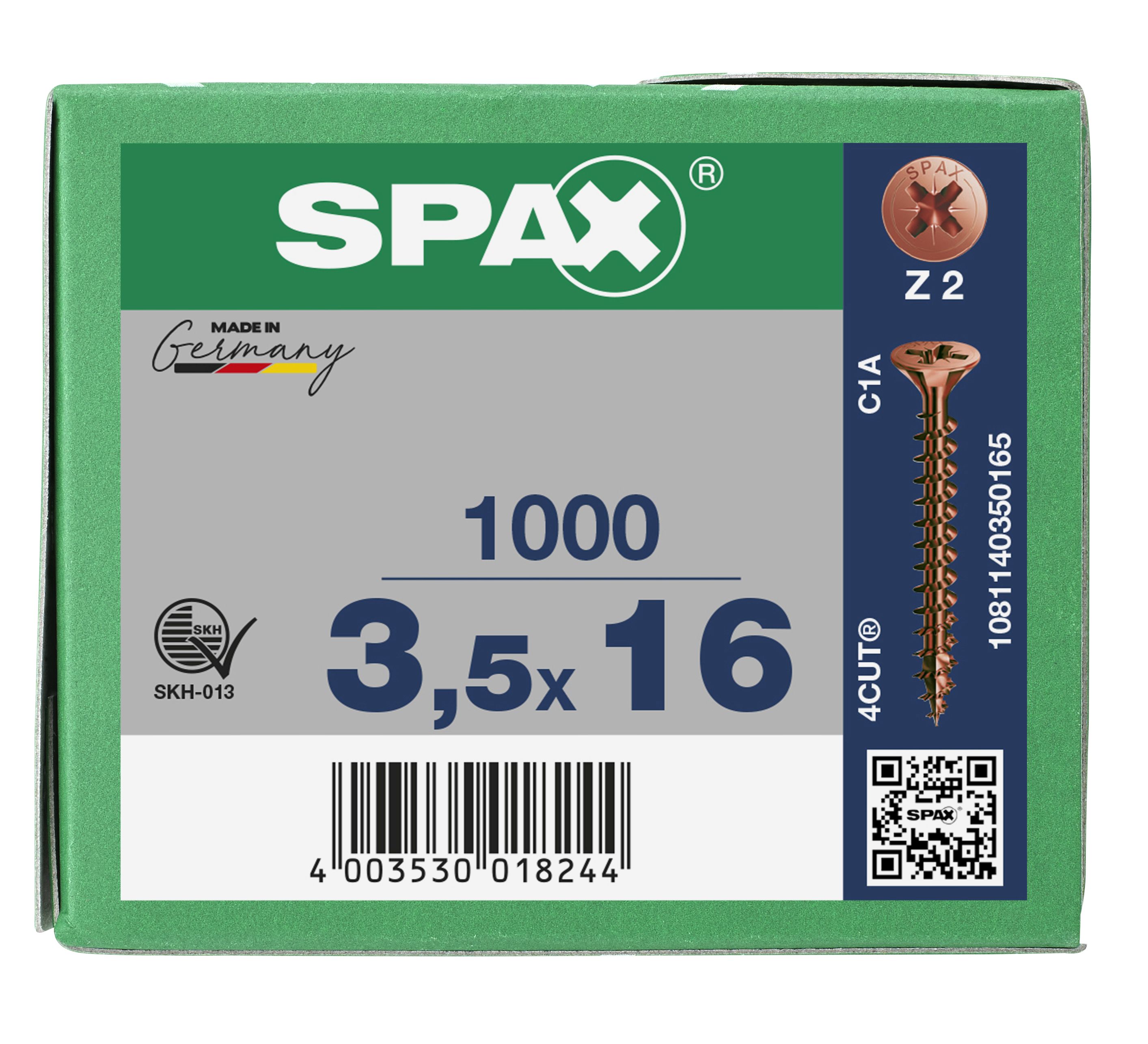 CABEZA MÚLTIPLE PLANA SPAX RANURA EN CRUZ Z2 ROSCA COMPLETA BRONCE 1000 UD.