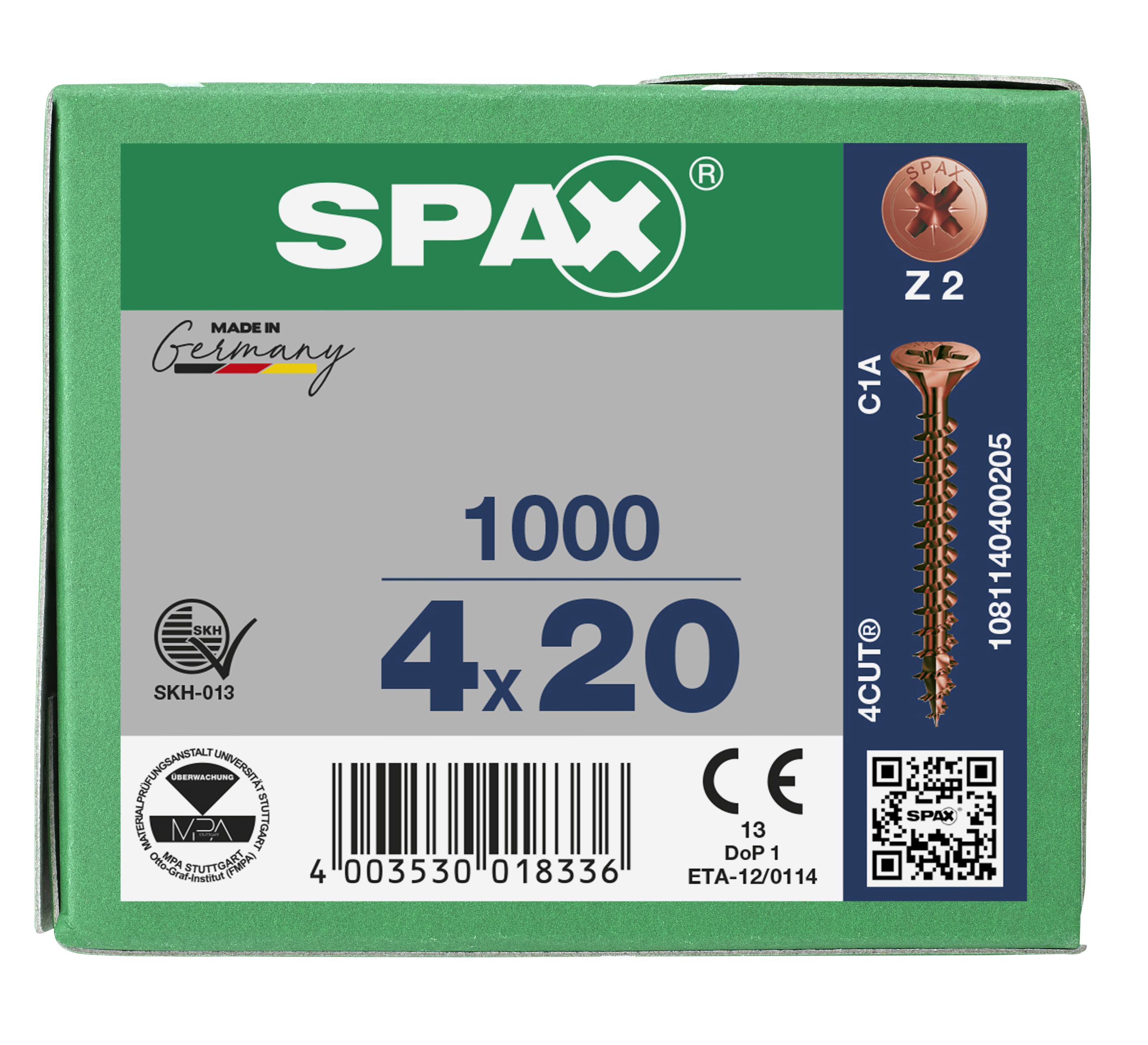 CABEZA MÚLTIPLE PLANA SPAX RANURA EN CRUZ Z2 ROSCA COMPLETA BRONCE 1000 UD.