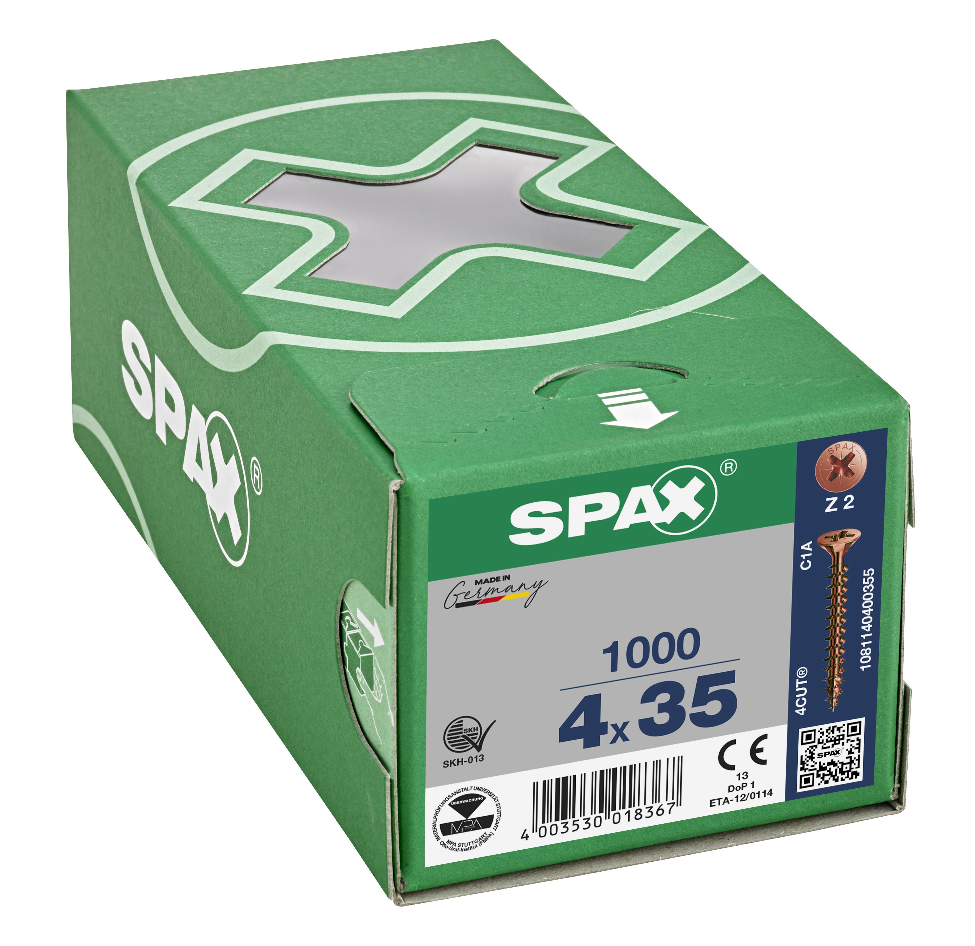 CABEZA MÚLTIPLE PLANA SPAX RANURA EN CRUZ Z2 ROSCA COMPLETA BRONCE 1000 UD.